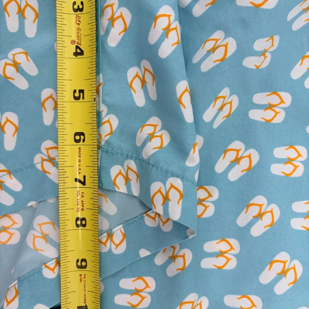 Tom & Teddy‎ Mens XL Swim Trunks Light Blue Flip Flop Print Mesh Lined Shorts